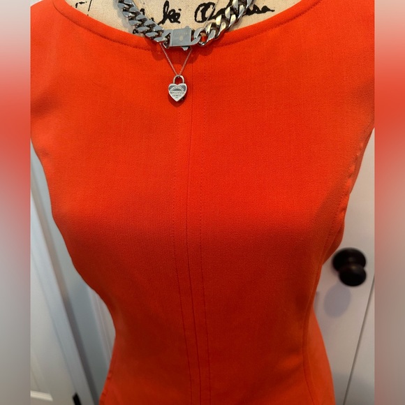 Sharagano Orange Cap Sleeves Zip Back Shift Dress with Pockets - Picture 2 of 8